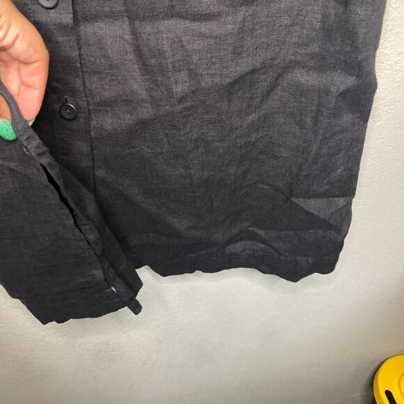 Flax Lagen Look Linen Button 3/4 Sleeve Shirt Dress - Picture 3 of 8